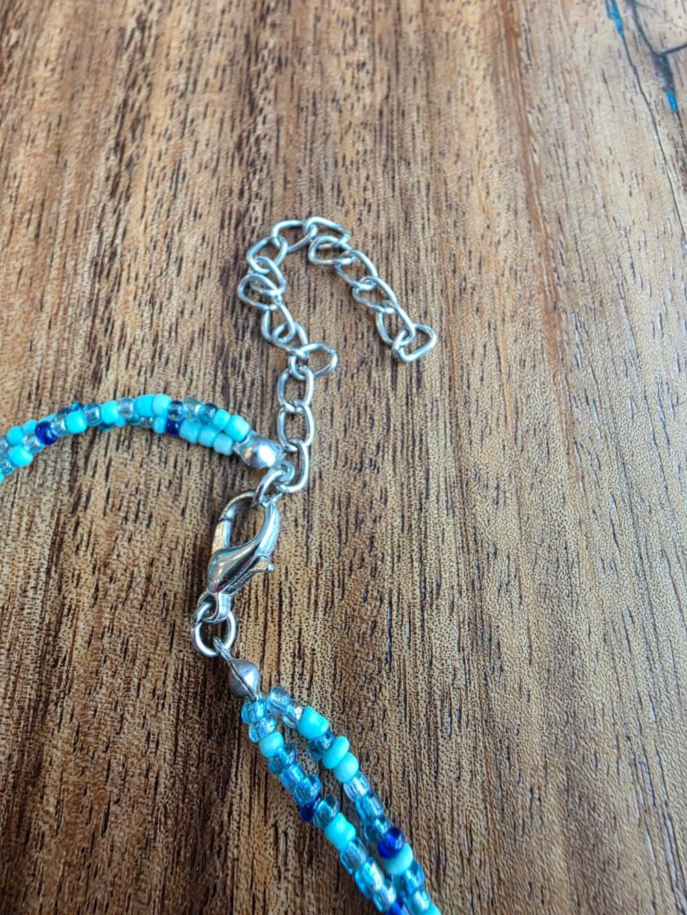 Boho Multi-Strand Blue Beaded Statement Necklace – Teal & Turquoise Layered - Picture 6 of 8